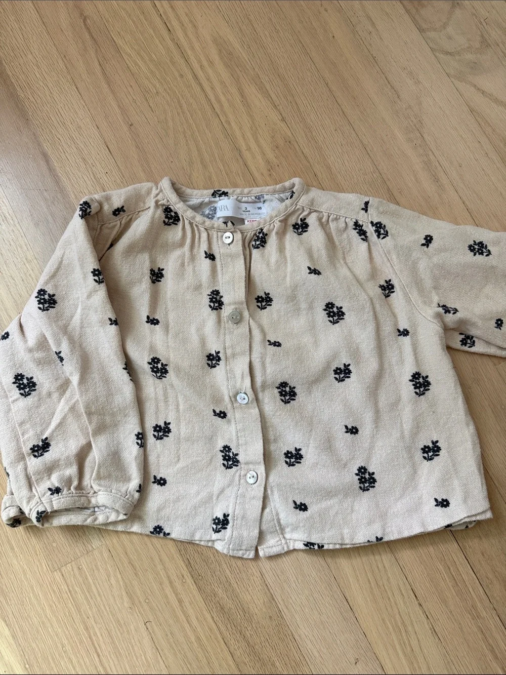 Zara Kids Beige Floral Cotton Set